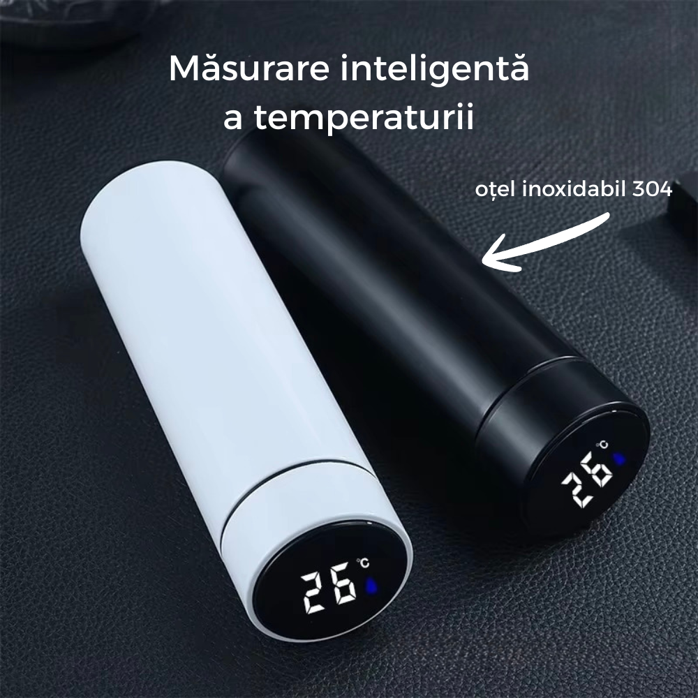 Termos inteligent din oțel inoxidabil cu display LED si afișaj temperatură - 500ML
